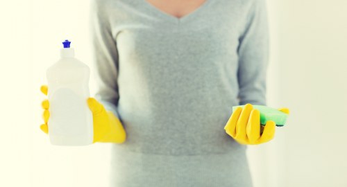 Professional steam carpet cleaning in a living room