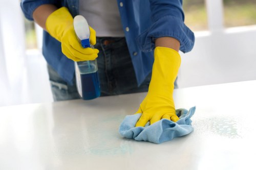 Technician inspecting upholstered furniture before cleaning